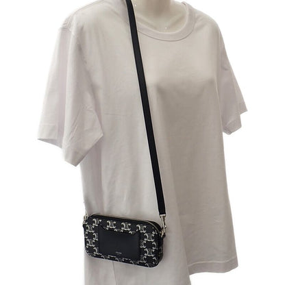 Celine Triomphe Horizontal Pouch 10l272ev5.36sb Shoulder Bag Canvas Leather