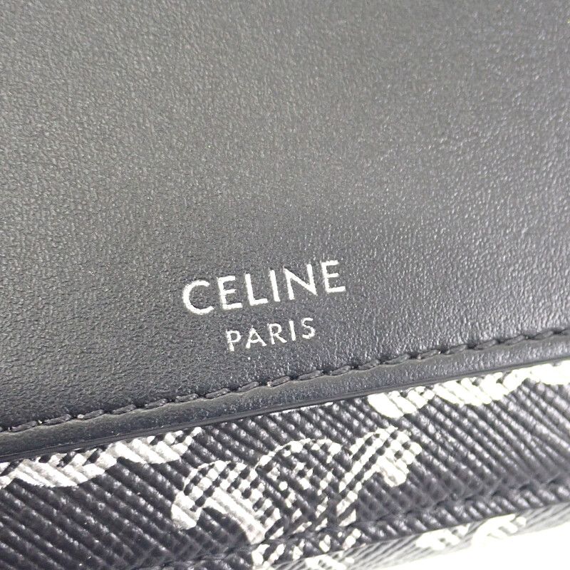 Celine Triomphe Horizontal Pouch 10l272ev5.36sb Shoulder Bag Canvas Leather
