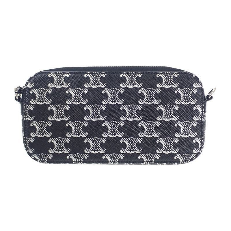 Celine Triomphe Horizontal Pouch 10l272ev5.36sb Shoulder Bag Canvas Leather