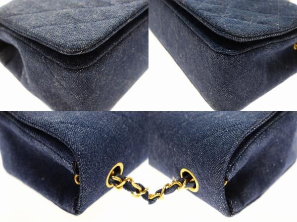 Chanel Denim Mini Chain Shoulder Bag Full Flap Coco Mark Logo Gold Blue [brand