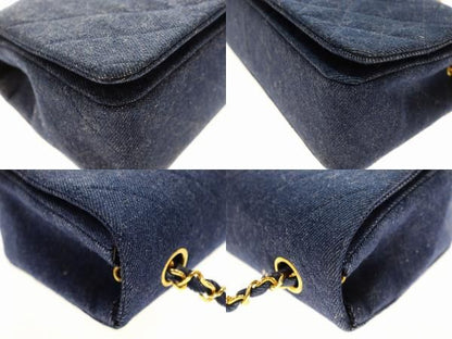 Chanel Denim Mini Chain Shoulder Bag Full Flap Coco Mark Logo Gold Blue [brand