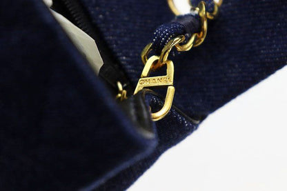 Chanel Denim Mini Chain Shoulder Bag Full Flap Coco Mark Logo Gold Blue [brand