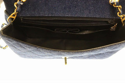 Chanel Denim Mini Chain Shoulder Bag Full Flap Coco Mark Logo Gold Blue [brand