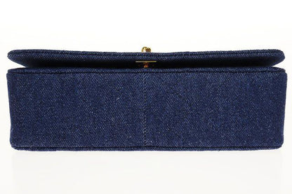 Chanel Denim Mini Chain Shoulder Bag Full Flap Coco Mark Logo Gold Blue [brand