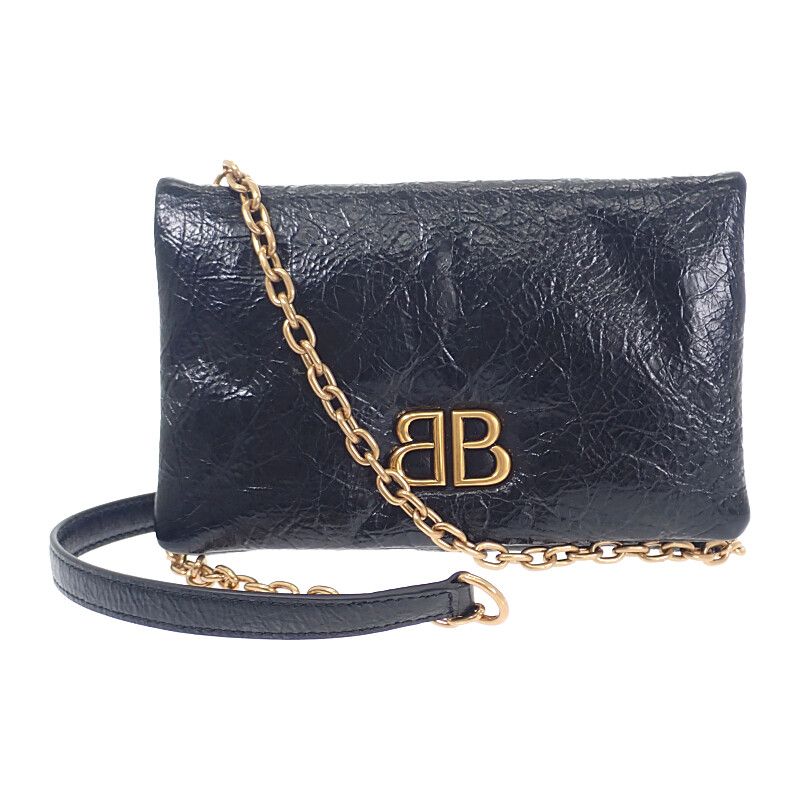 Balenciaga Monaco Nano Bag 8105622ablp1000 Shoulder Bag Lambskin Black Gold