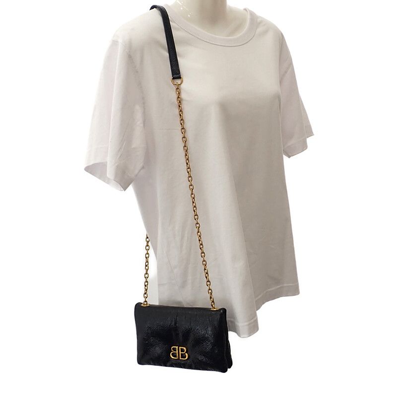 Balenciaga Monaco Nano Bag 8105622ablp1000 Shoulder Bag Lambskin Black Gold