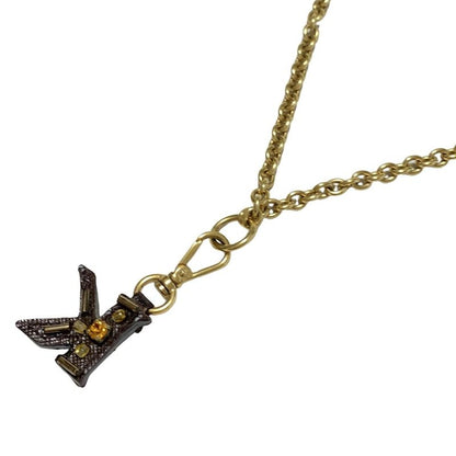 Prada Necklace - Leather Gold And Dark Brown Beads / Initials Charm Necklace / K