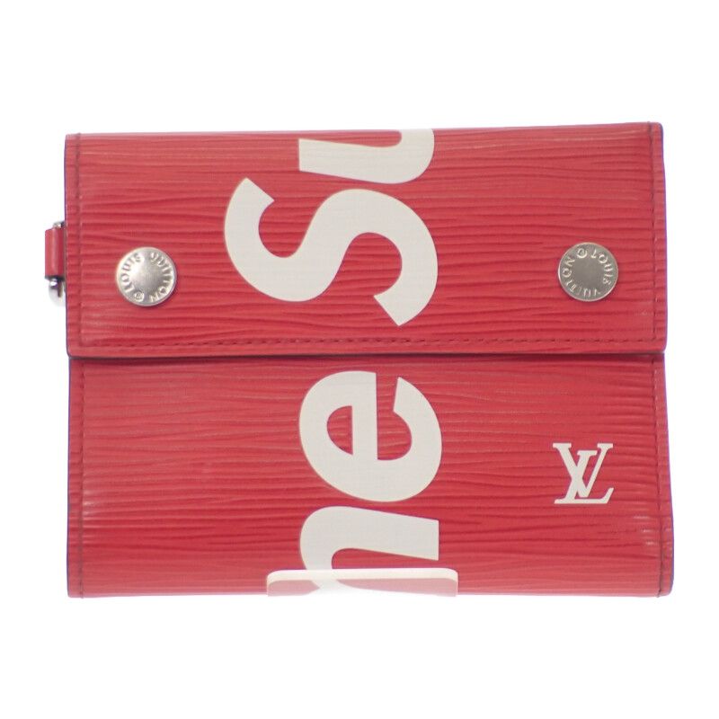 Louis Vuitton Supreme Chain Compact Wallet M67755 Epi Bifold Wallet Red Men's