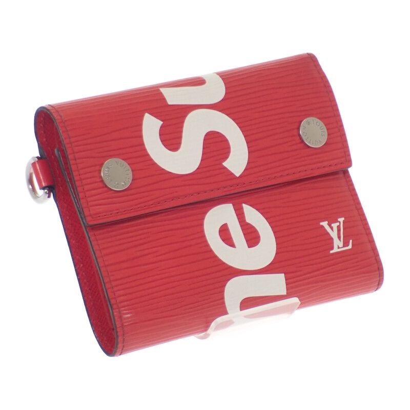 Louis Vuitton Supreme Chain Compact Wallet M67755 Epi Bifold Wallet Red Men's