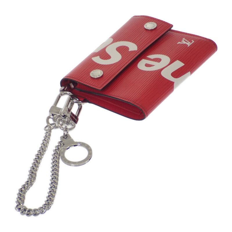 Louis Vuitton Supreme Chain Compact Wallet M67755 Epi Bifold Wallet Red Men's