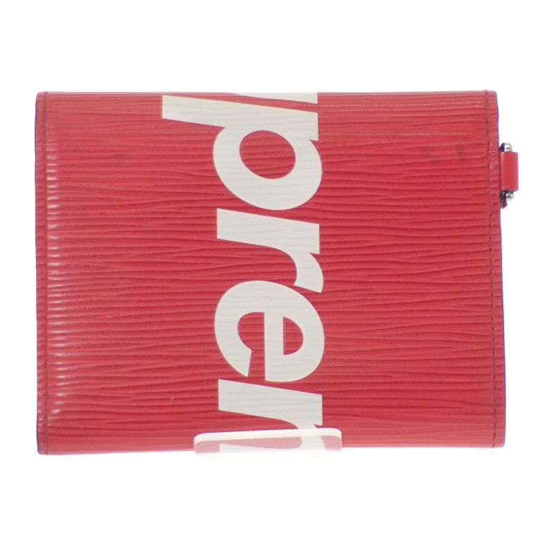 Louis Vuitton Supreme Chain Compact Wallet M67755 Epi Bifold Wallet Red Men's