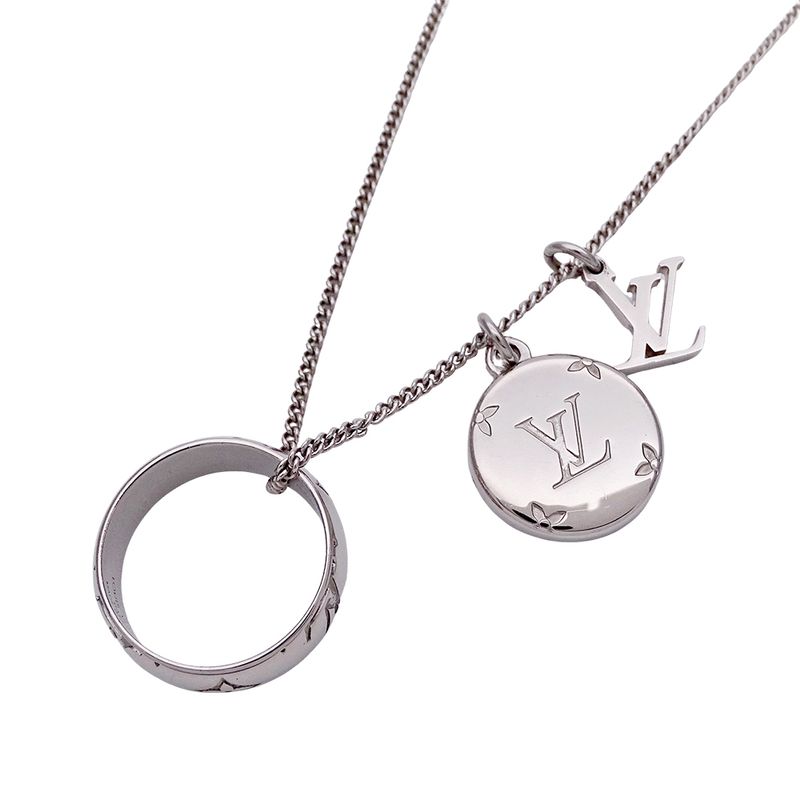 Louis Vuitton Necklace Ladies Men's Brand Ring Necklace Monogram Silver M62485