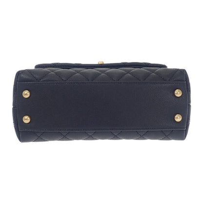 Chanel Coco Handle XS A92990 Handbag Shoulder Top Handle Caviar Skin Black Gold