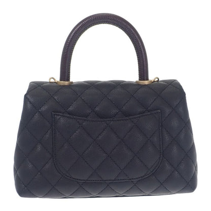 Chanel Coco Handle XS A92990 Handbag Shoulder Top Handle Caviar Skin Black Gold
