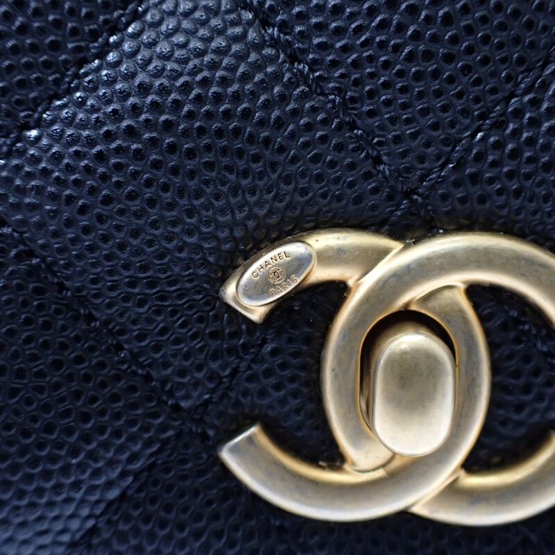 Chanel Coco Handle XS A92990 Handbag Shoulder Top Handle Caviar Skin Black Gold