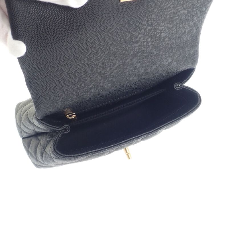 Chanel Coco Handle XS A92990 Handbag Shoulder Top Handle Caviar Skin Black Gold