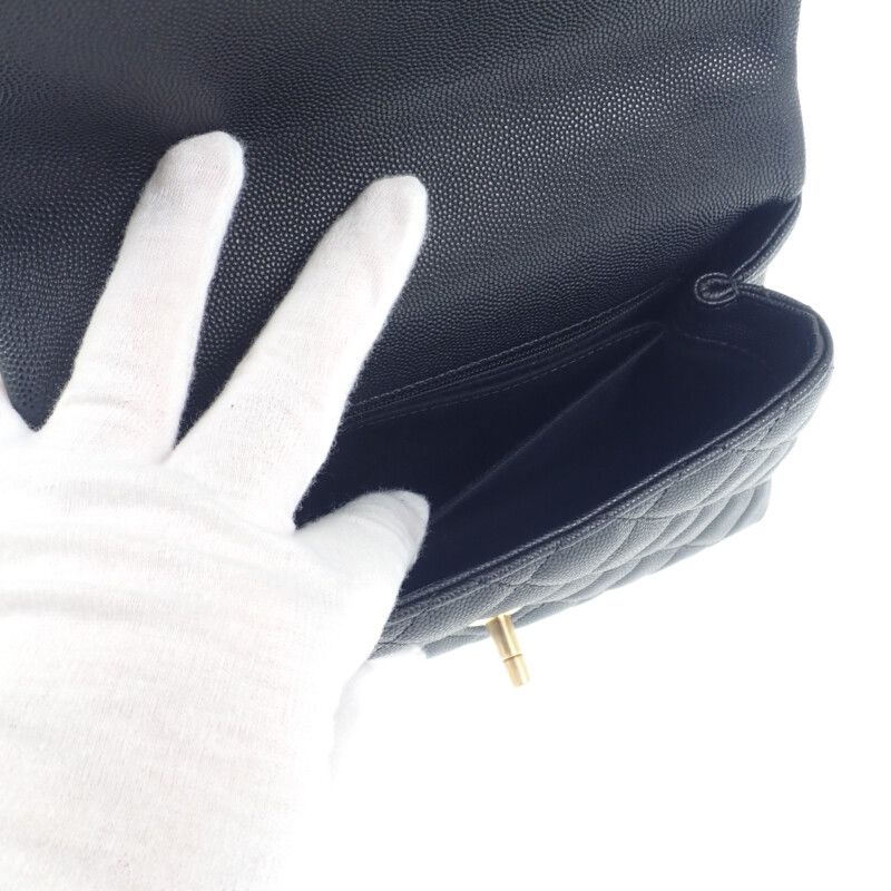 Chanel Coco Handle XS A92990 Handbag Shoulder Top Handle Caviar Skin Black Gold