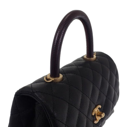 Chanel Coco Handle XS A92990 Handbag Shoulder Top Handle Caviar Skin Black Gold