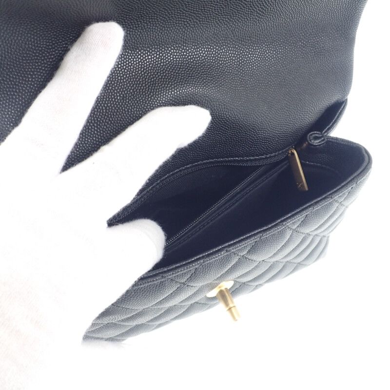 Chanel Coco Handle XS A92990 Handbag Shoulder Top Handle Caviar Skin Black Gold