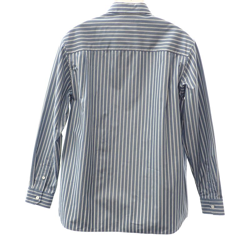Gucci Embroidered Stripe 46 814715 Long Sleeve Shirt Cotton Blue Men's Tops