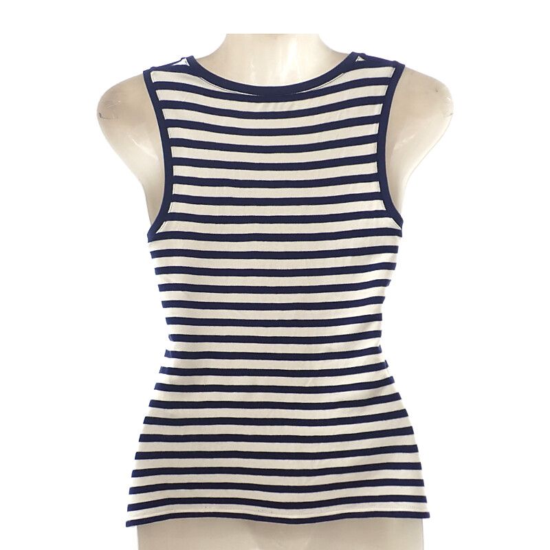 Loewe Anagram Striped L S359y23x89 Tank Top Polyurethane Rayon Navy Women's Top