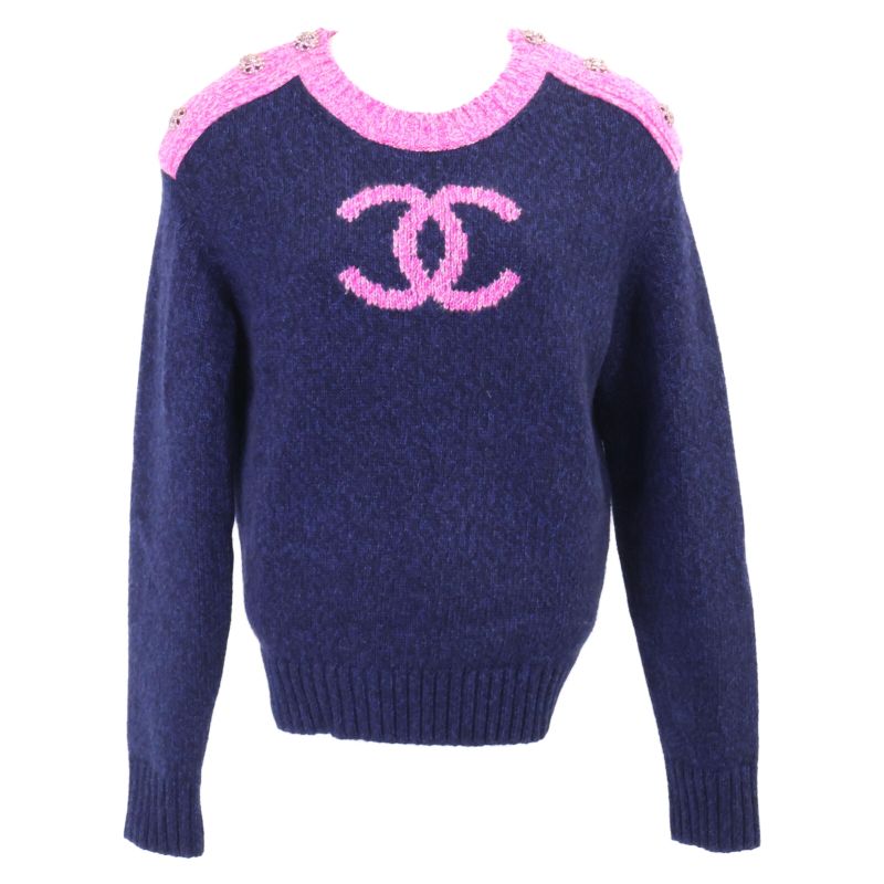 ChanelP73911k10586 Coco Mark 100% Cashmere Knit Sweater 36