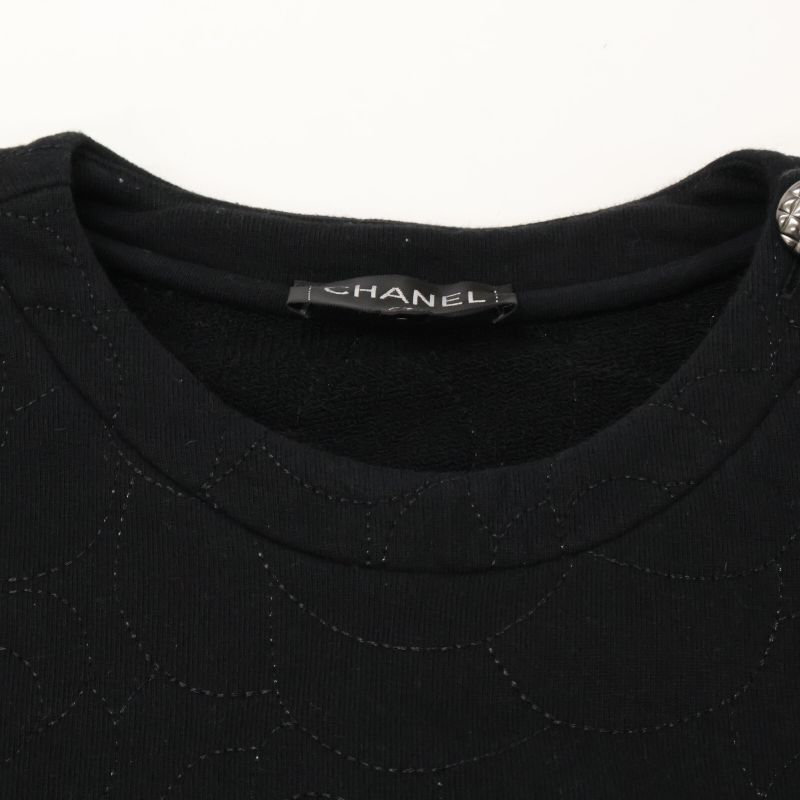 Chanel [] P59465k07820 Coco Mark Button Camellia Embroidery Sweatshirt 40