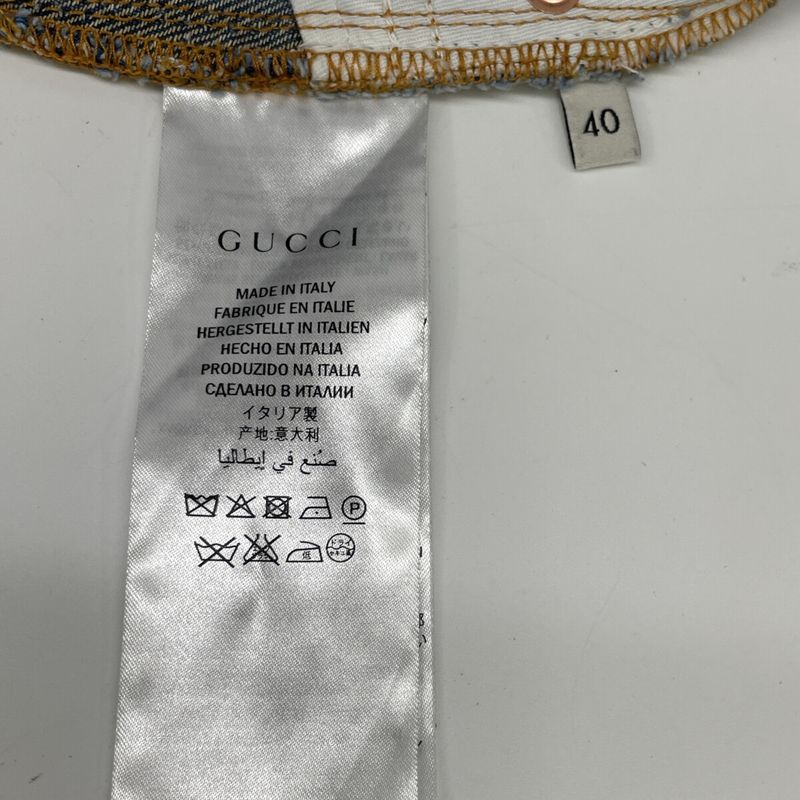 Gucci 456973 Blue Rose Embroidered Denim Mini Skirt 40