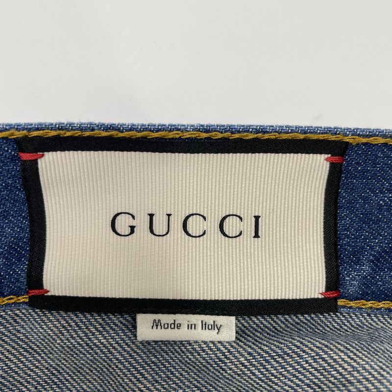 Gucci 456973 Blue Rose Embroidered Denim Mini Skirt 40