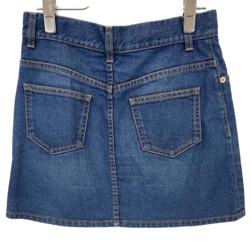 Gucci 456973 Blue Rose Embroidered Denim Mini Skirt 40