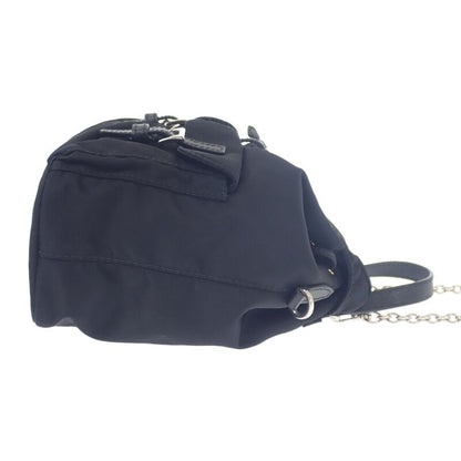 Prada Mini Backpack 1bh029 Shoulder Bag 2WAY Linylon Saffiano Black Silver