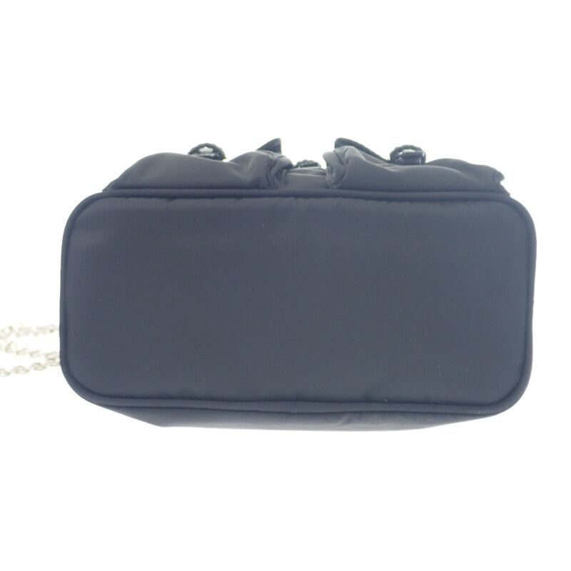 Prada Mini Backpack 1bh029 Shoulder Bag 2WAY Linylon Saffiano Black Silver