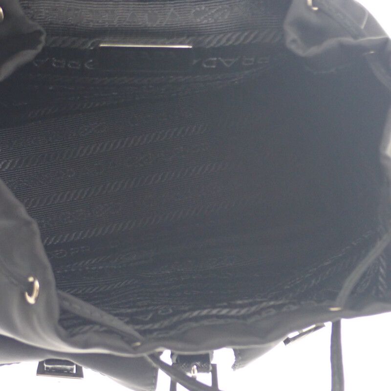 Prada Mini Backpack 1bh029 Shoulder Bag 2WAY Linylon Saffiano Black Silver