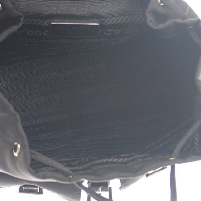 Prada Mini Backpack 1bh029 Shoulder Bag 2WAY Linylon Saffiano Black Silver