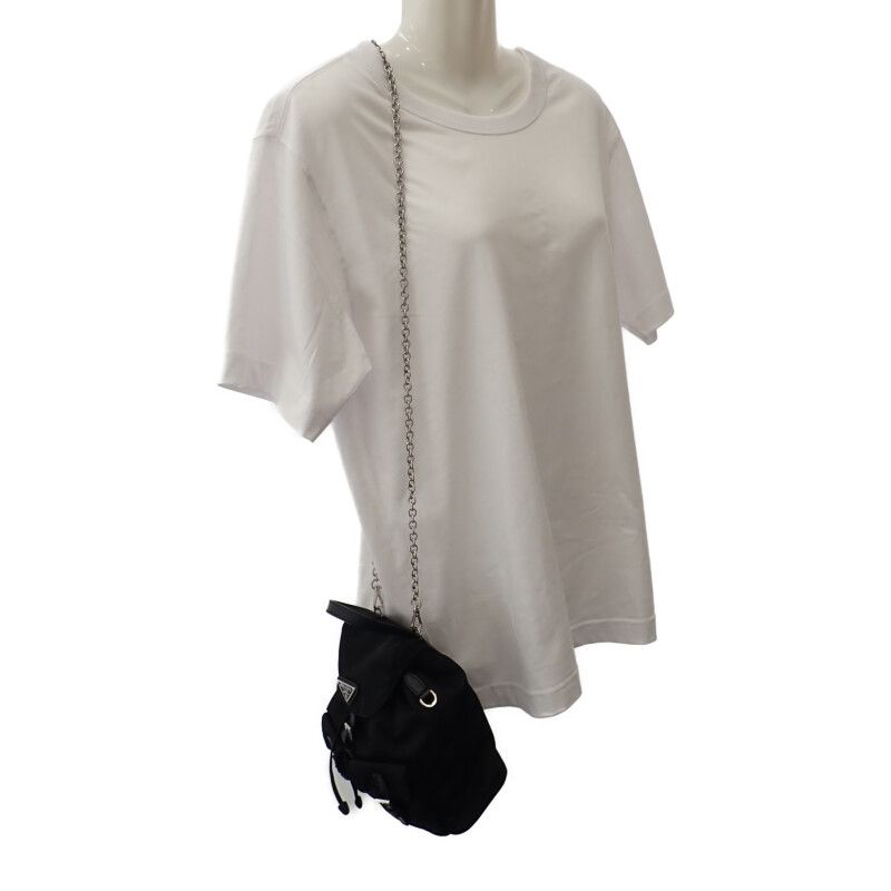 Prada Mini Backpack 1bh029 Shoulder Bag 2WAY Linylon Saffiano Black Silver