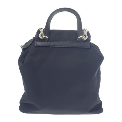 Prada Mini Backpack 1bh029 Shoulder Bag 2WAY Linylon Saffiano Black Silver