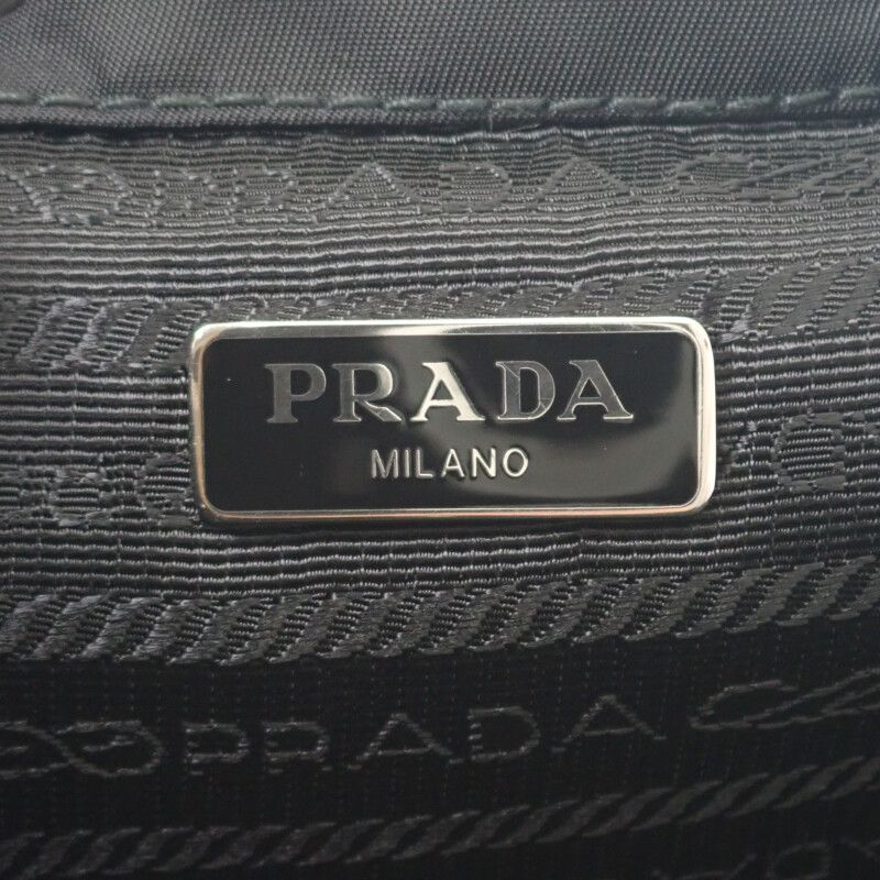 Prada Mini Backpack 1bh029 Shoulder Bag 2WAY Linylon Saffiano Black Silver
