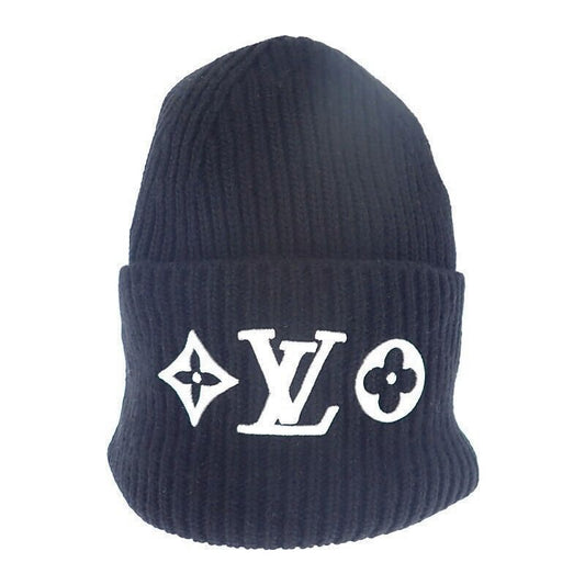 Louis Vuitton Beanie LV Headline M77872 Knit Cap Wool Black Noir Black Women