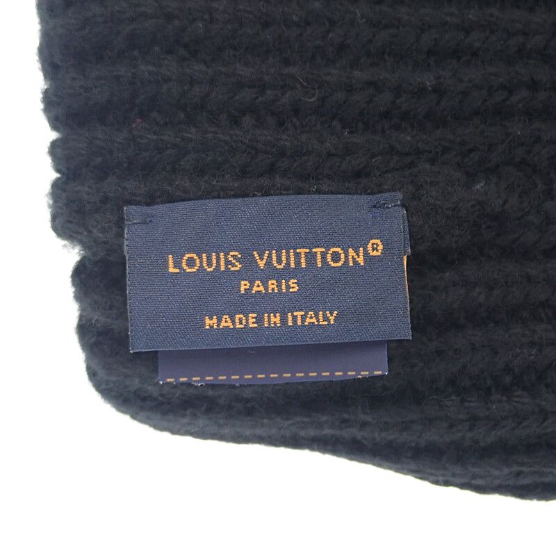 Louis Vuitton Beanie LV Headline M77872 Knit Cap Wool Black Noir Black Women