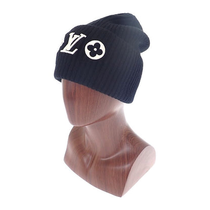 Louis Vuitton Beanie LV Headline M77872 Knit Cap Wool Black Noir Black Women