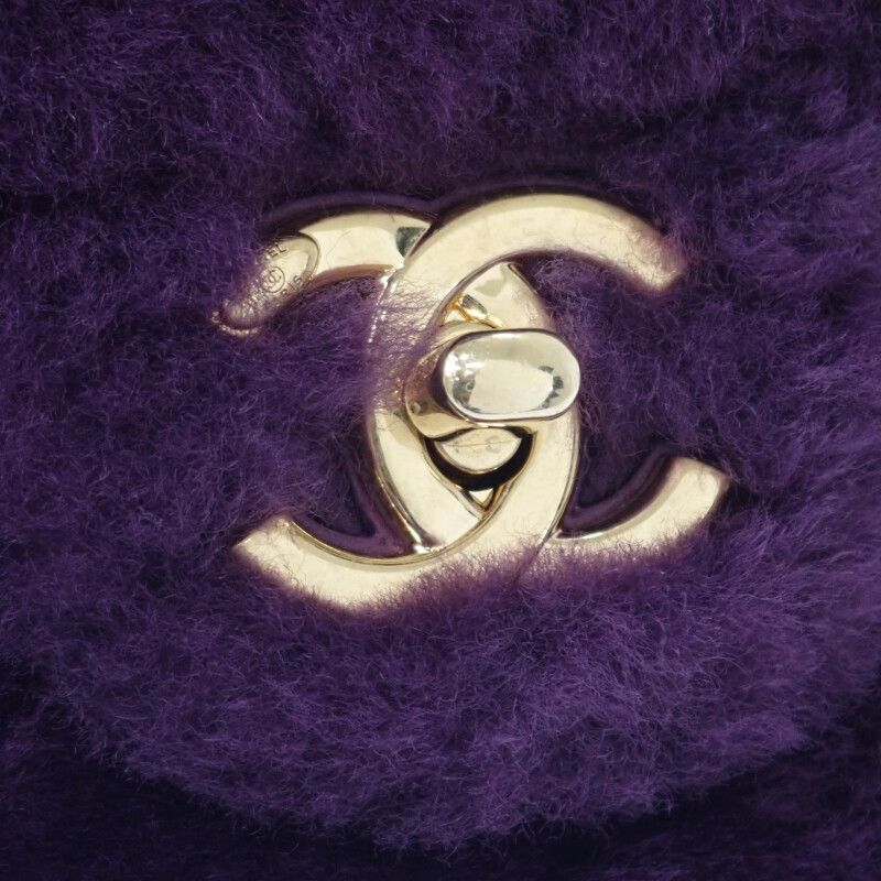 Chanel Sheer Ring Flap Bag As3354b08467 Shoulder Bag Lambskin Shearling  Purple