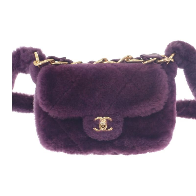Chanel Sheer Ring Flap Bag As3354b08467 Shoulder Bag Lambskin Shearling  Purple