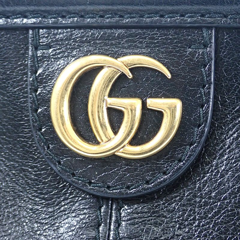 Gucci Rebel Small Taiga Head 524620 Shoulder Bag Calf Black Gold Hardware