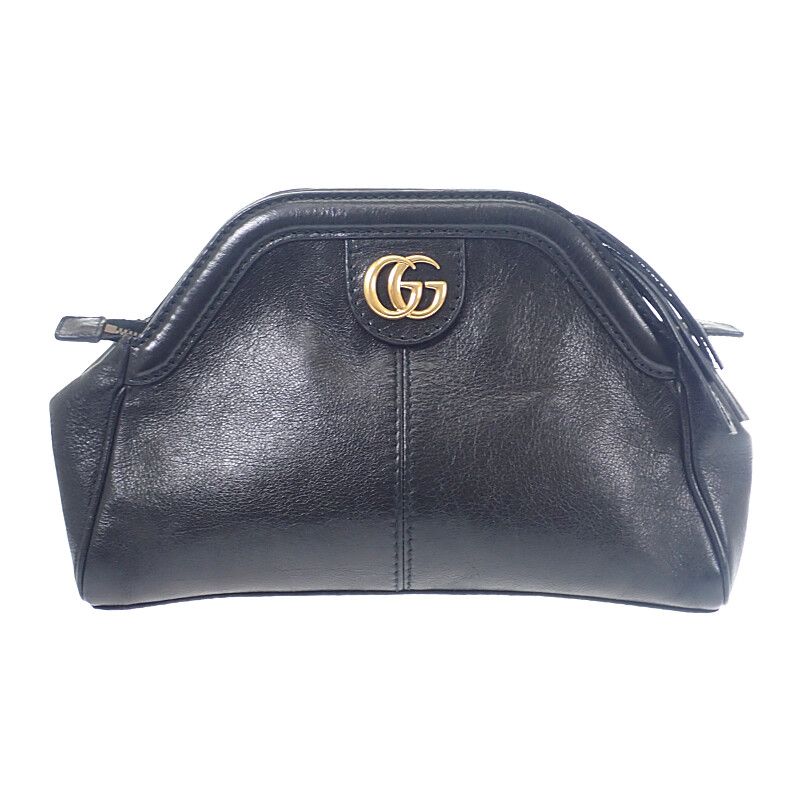 Gucci Rebel Small Taiga Head 524620 Shoulder Bag Calf Black Gold Hardware