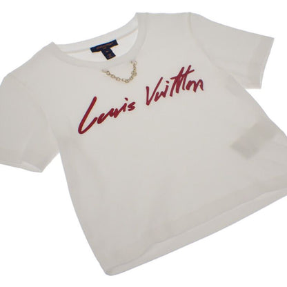 Louis Vuitton Crop Top XS 1ahjhr Short Sleeve T-shirt Cursive Signature White