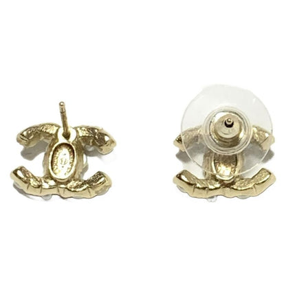 Chanel Earrings Coco Mark Rai Togo Old X White Ribbon