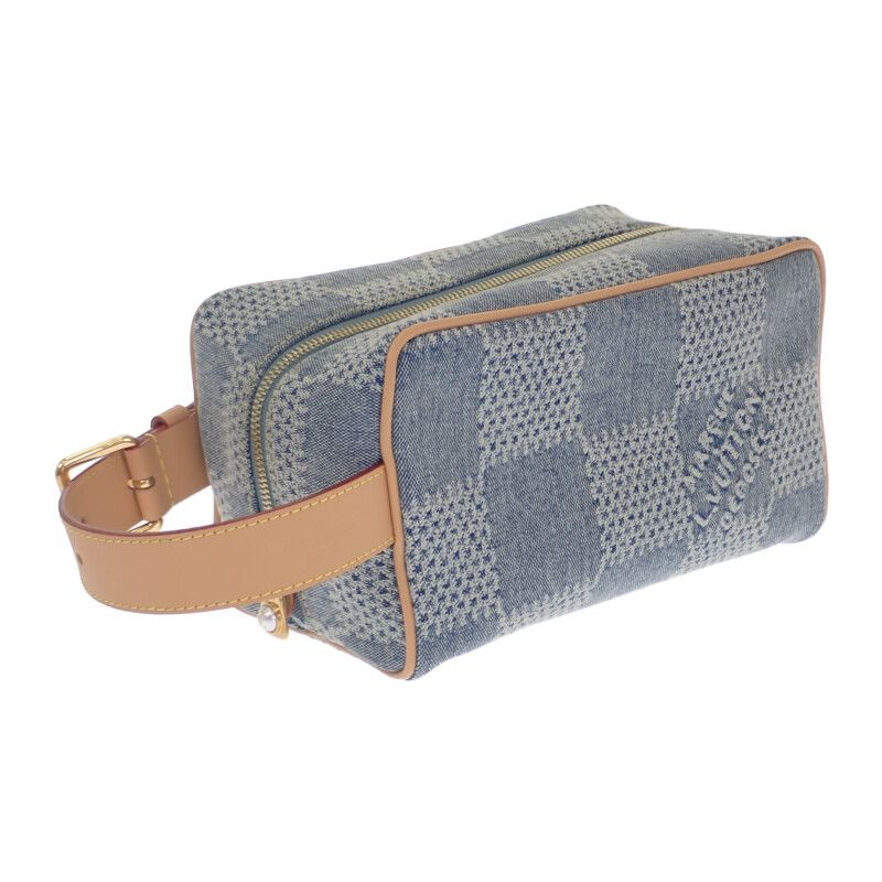 Louis Vuitton Rocker Top Kit N40753 Handbag Damier Denim Leather Blue Gold