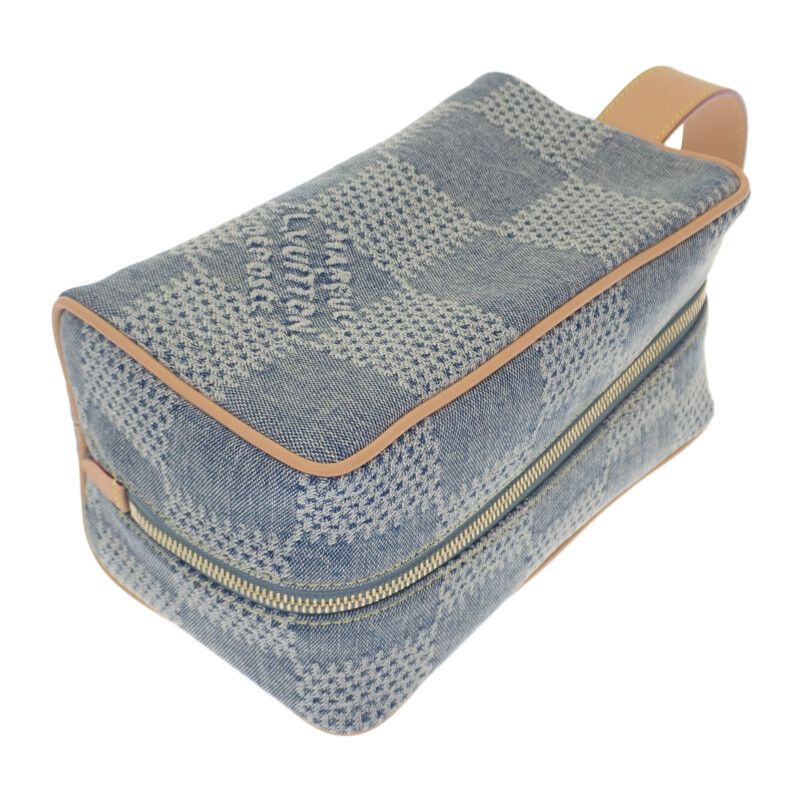 Louis Vuitton Rocker Top Kit N40753 Handbag Damier Denim Leather Blue Gold