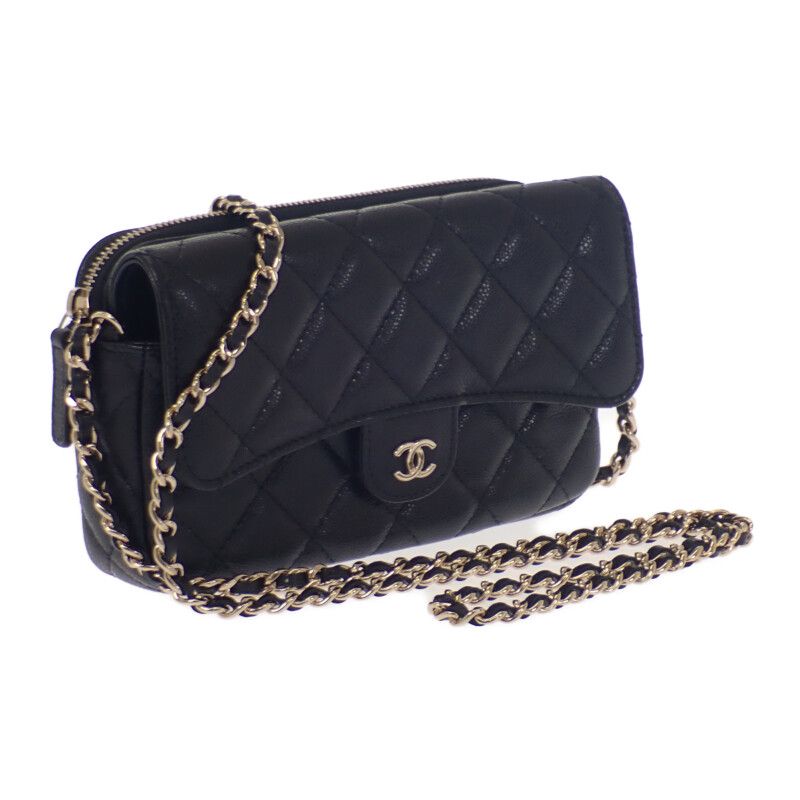 Chanel Flap Phone Case Ap2096_b10583_c3906 Shoulder Bag Calf Black Gold