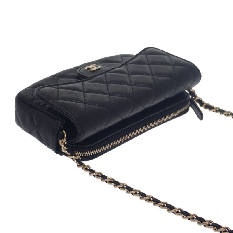 Chanel Flap Phone Case Ap2096_b10583_c3906 Shoulder Bag Calf Black Gold
